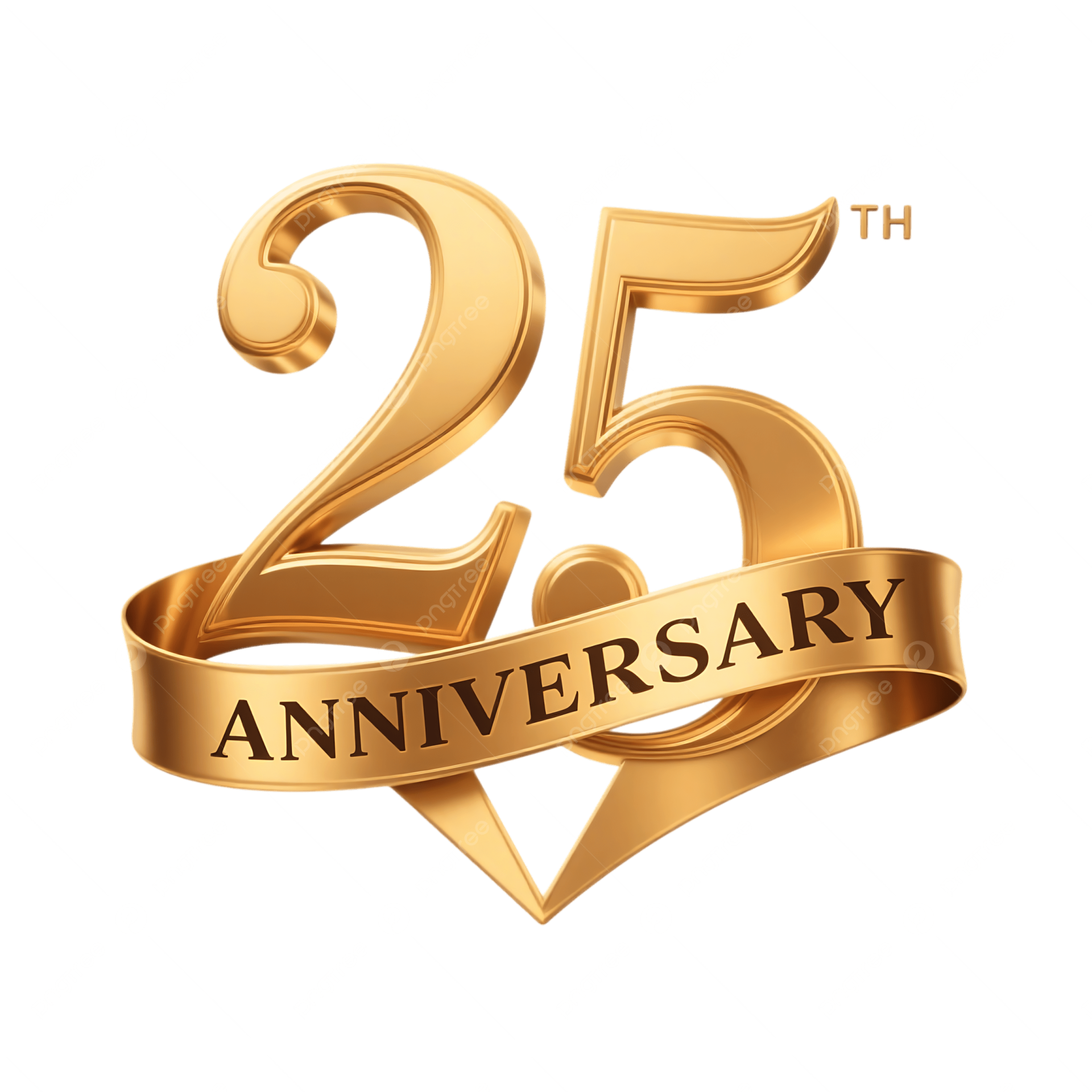 Pngtree elegant gold 25th anniversary logo with ribbon accent png image 21125333